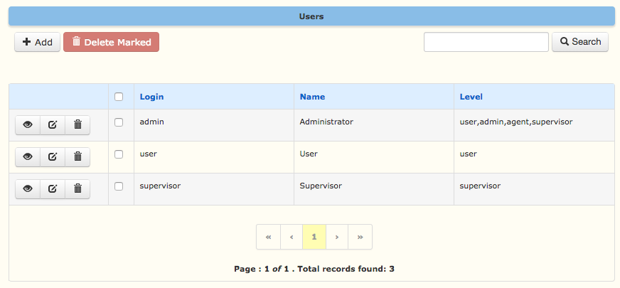 Asternic User Administration